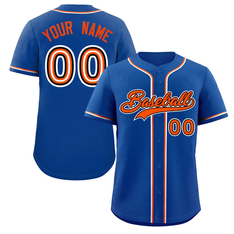 Hcwe Custom Royal Orange-White Classic Style Authentic Baseball Jersey