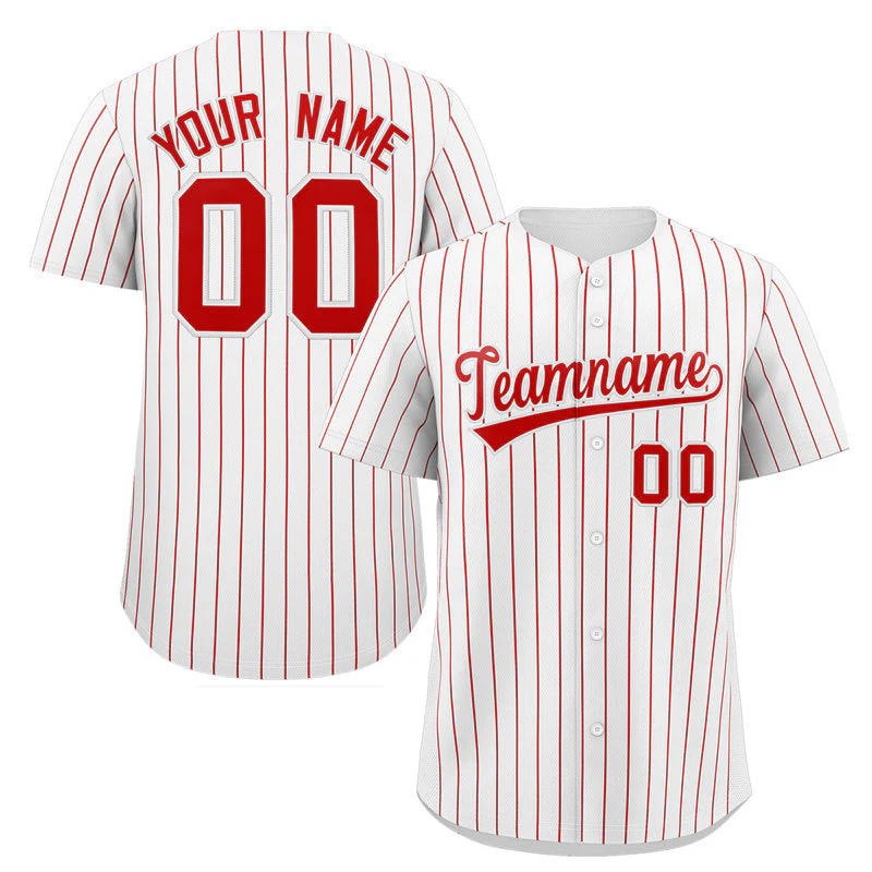 Hcwe Custom White Red Stripe Fashion Authentic Baseball Jersey
