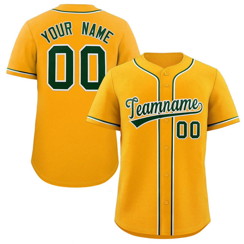 Hcwe Custom Yellow Green-White Classic Style Authentic Baseball Jersey