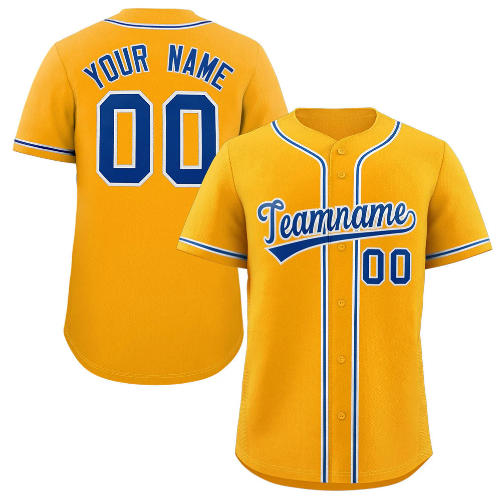 Hcwe Custom Yellow Royal-White Classic Style Authentic Baseball Jersey