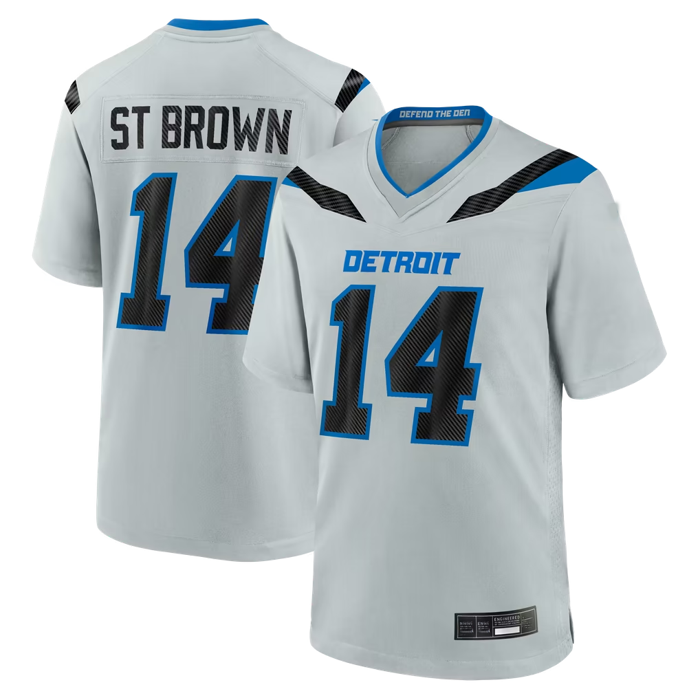 Reast D.Lions #14 Amon-Ra St. Brown Silver 2026 Rivalries Collection Game Stitched Jerseys