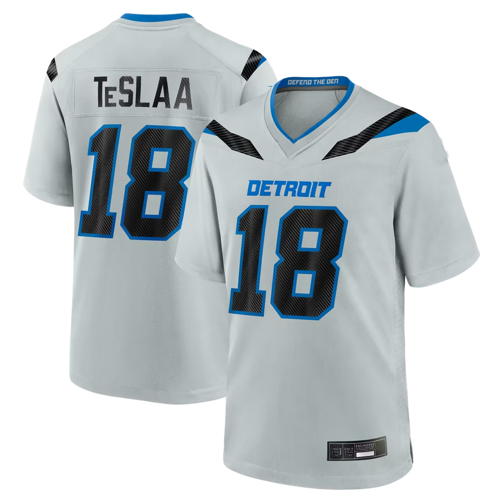 Reast D.Lions #18 Isaac TeSlaa Detroit Silver 2026 Rivalries Collection Game Stitched Jerseys