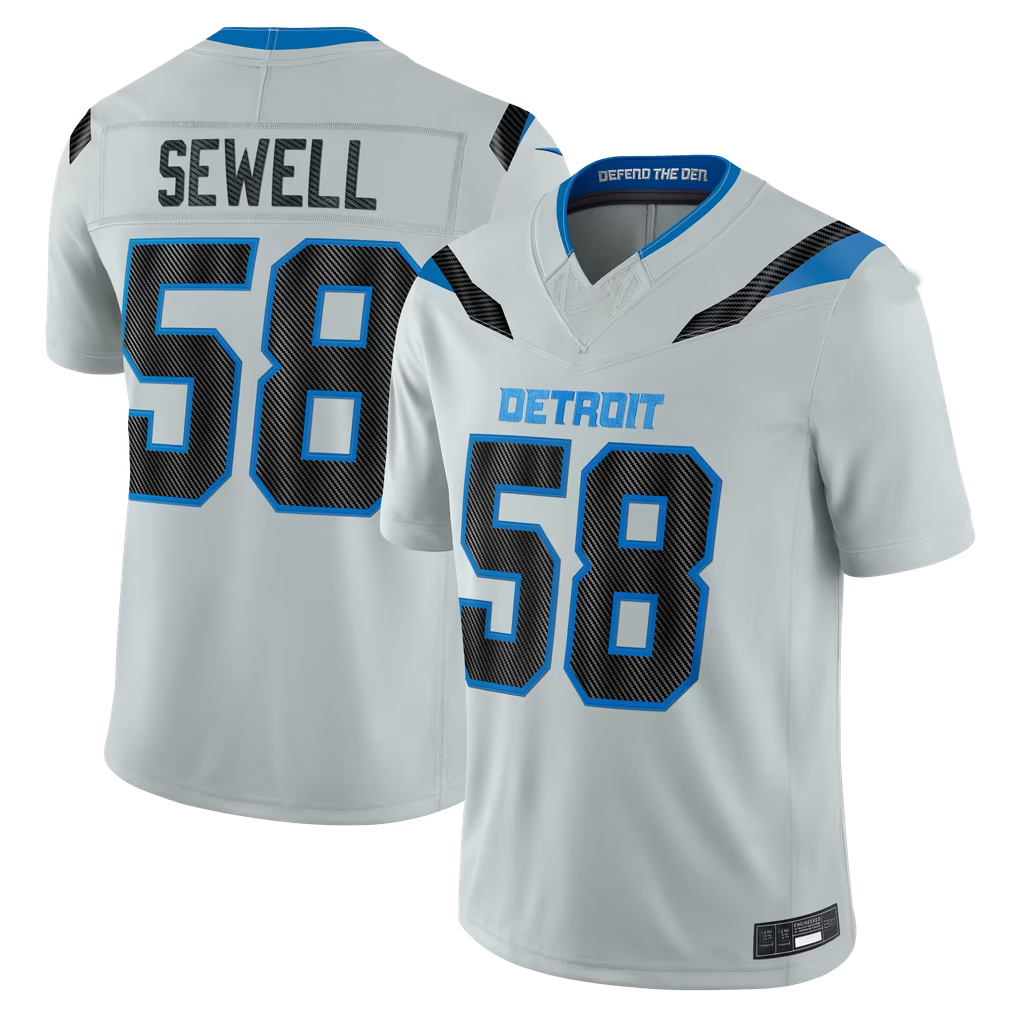 Reast D.Lions #58 Penei Sewell Silver 2026 Rivalries Collection Limited Stitched Jerseys