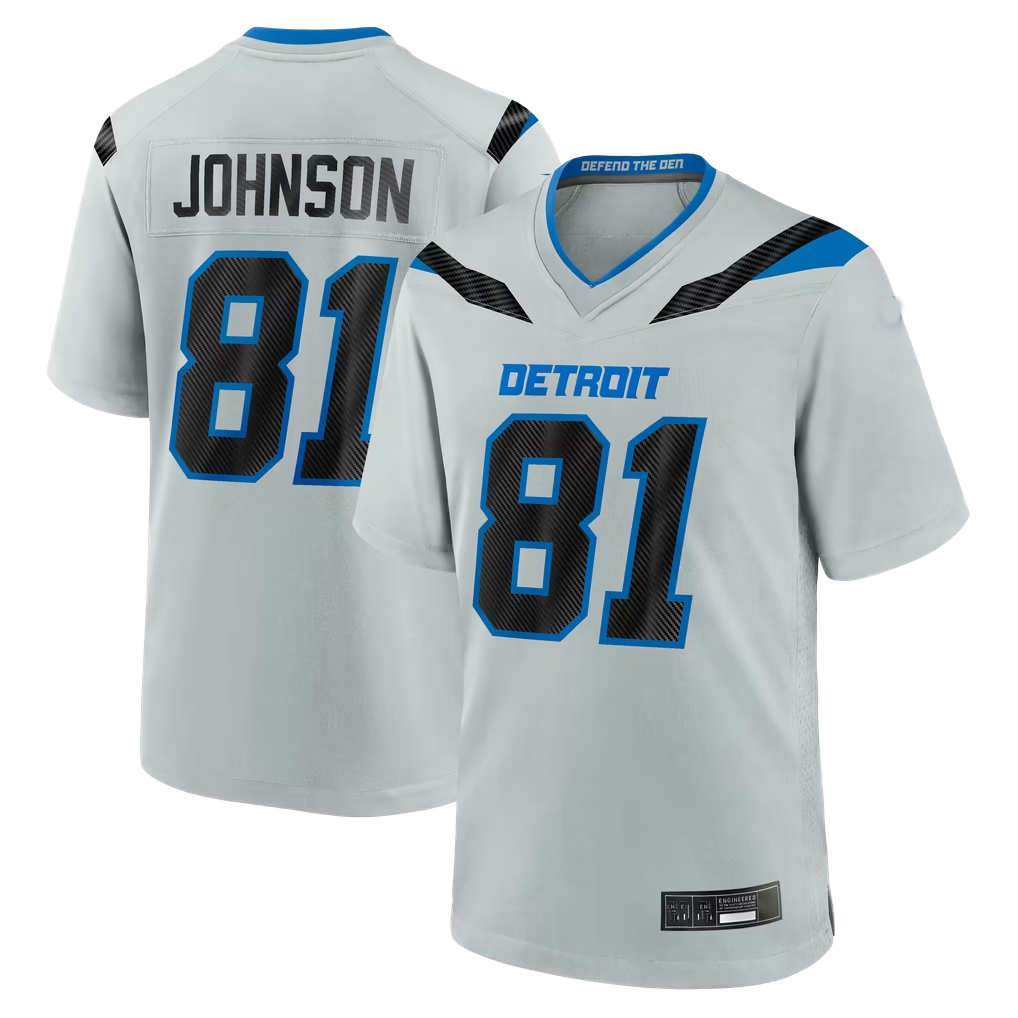 Reast D.Lions #81 Calvin Johnson Silver 2026 Rivalries Collection Game Stitched Jerseys