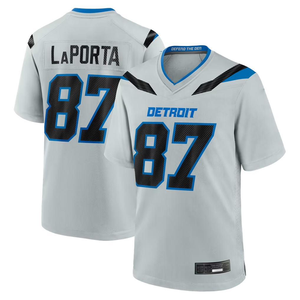 Reast D.Lions #87 Sam LaPorta Silver 2026 Rivalries Collection Game Stitched Jerseys