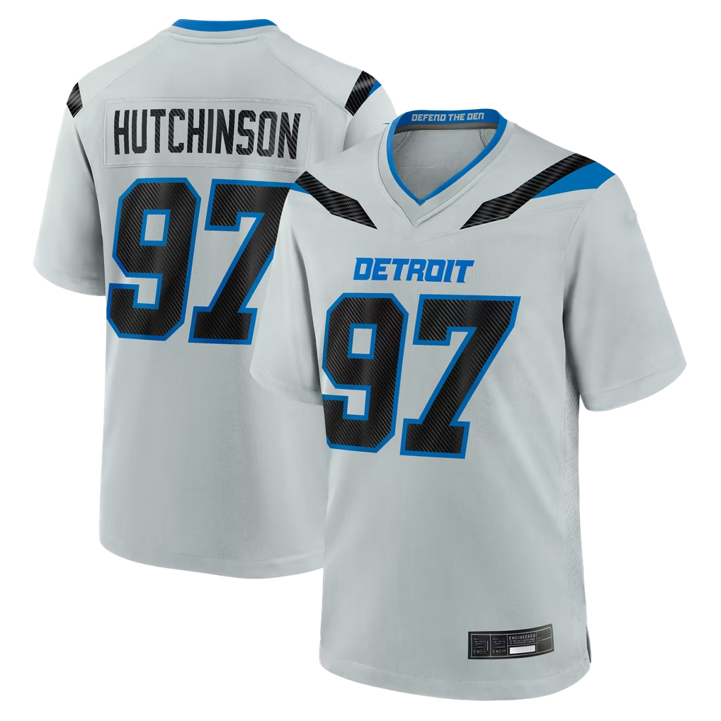 Reast D.Lions #97 Aidan Hutchinson Silver 2026 Rivalries Collection Game Stitched Jerseys