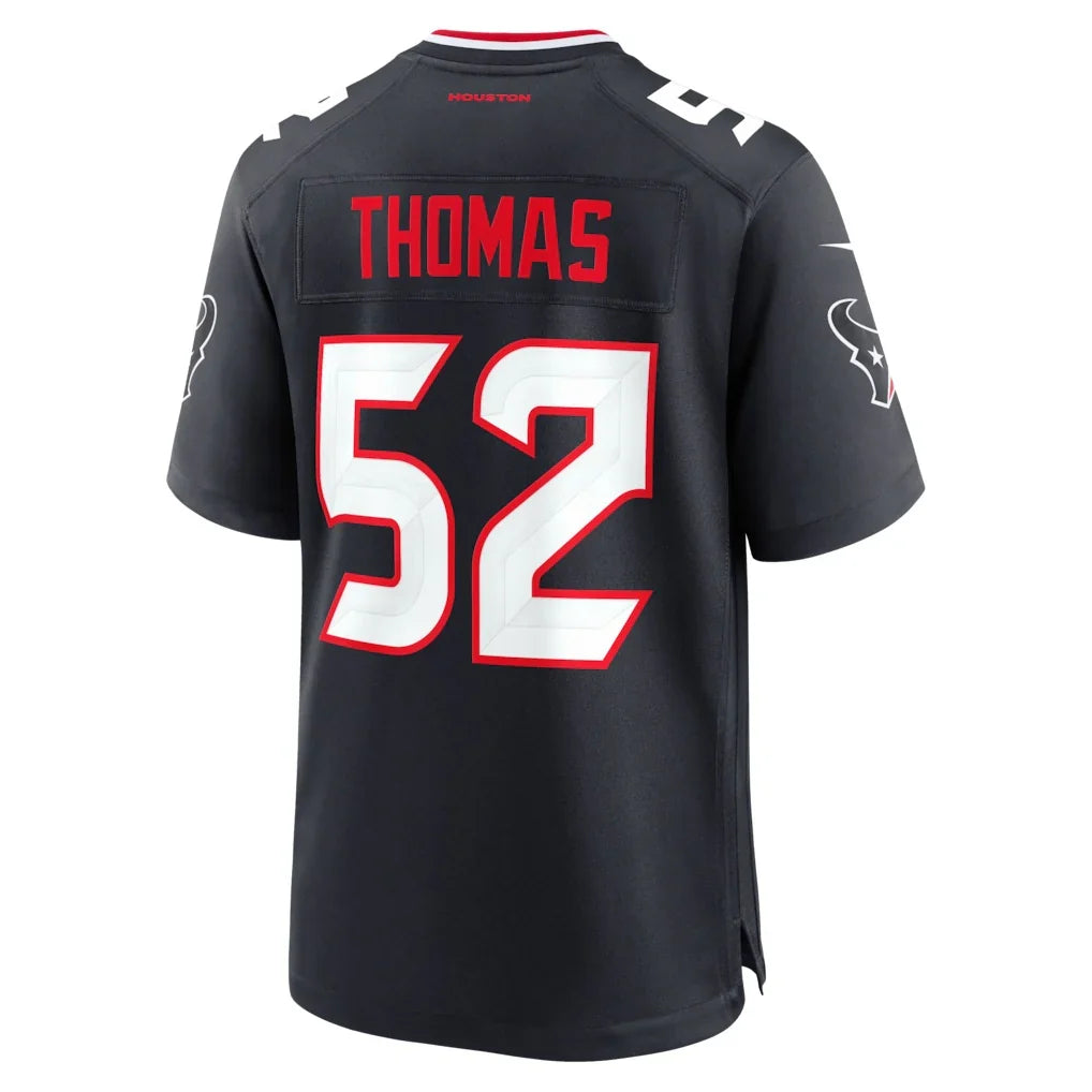 H.Texans #52 Xavier Thomas Navy Team Game Jersey