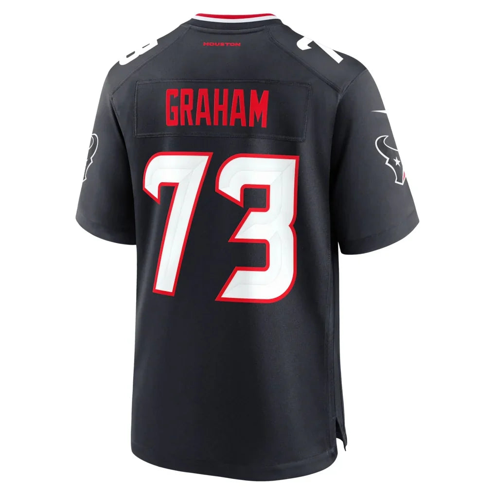 H.Texans #73 errick Graham Navy Team Game Jersey