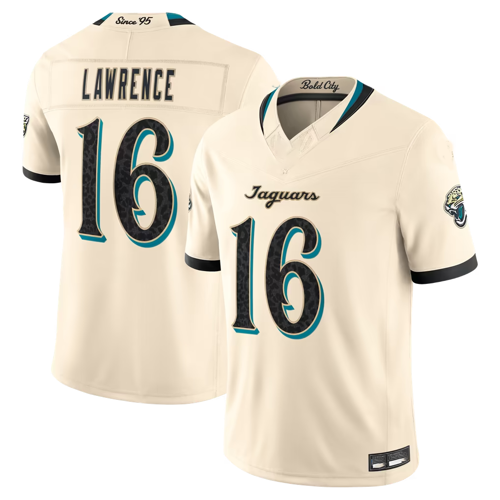 Reast J.Jaguars #16 Trevor Lawrence Natural 2026 Rivalries Collection Game Stitched Jerseys
