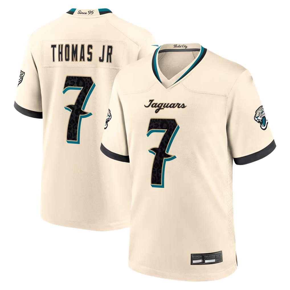 Reast J.Jaguars #7 Brian Thomas Jr. Natural 2026 Rivalries Collection Game Stitched Jerseys
