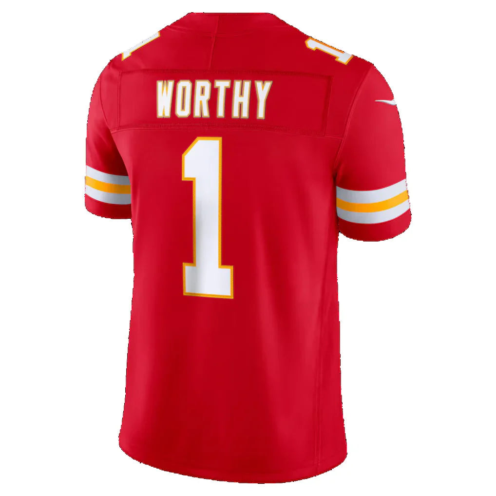 KC.Chiefs #1 Xavier Worthy Red Team Vapor F.U.S.E. Stitched Limited  Jersey