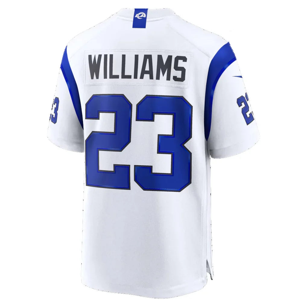LA.Rams #23 Kyren Williams Fearsome White Game Jersey