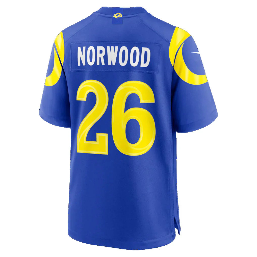 LA.Rams #26 Drey Norwood Royal Game Jersey