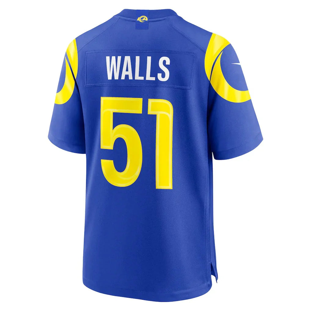 LA.Rams #51 Eddie Walls III Royal Game Jersey