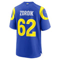 LA.Rams #62 Payton Zdroik Royal Game Jersey