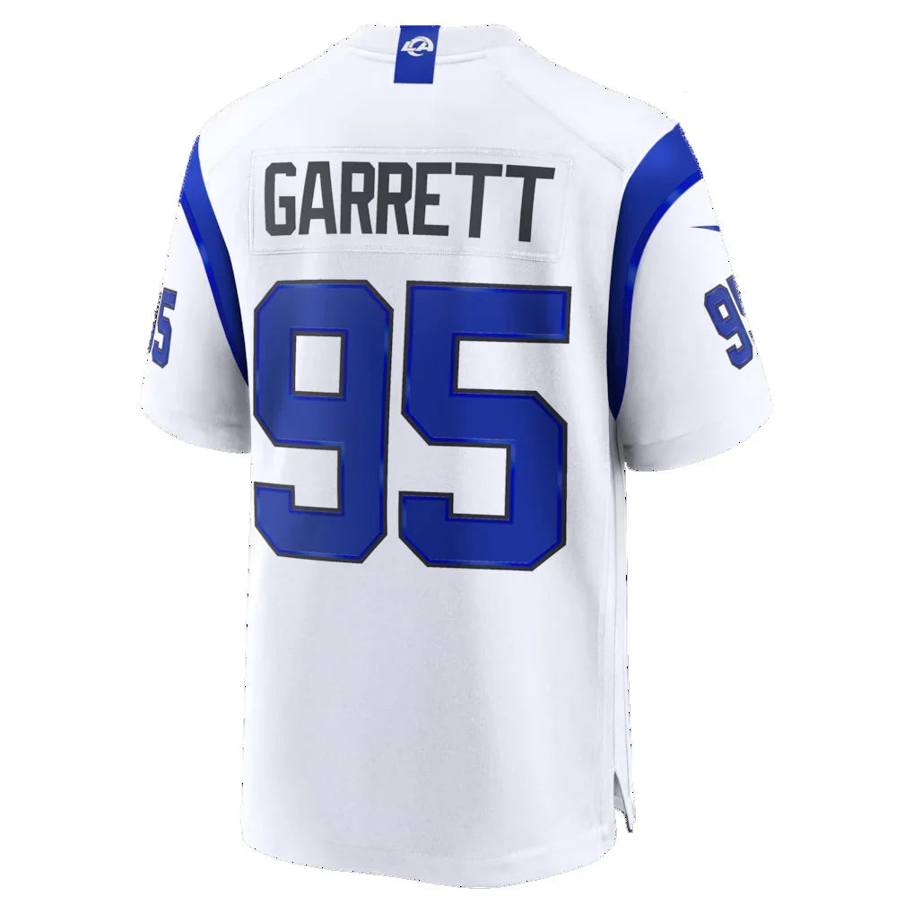 LA.Rams #95 Myles Garrett Fearsome White Game Jersey