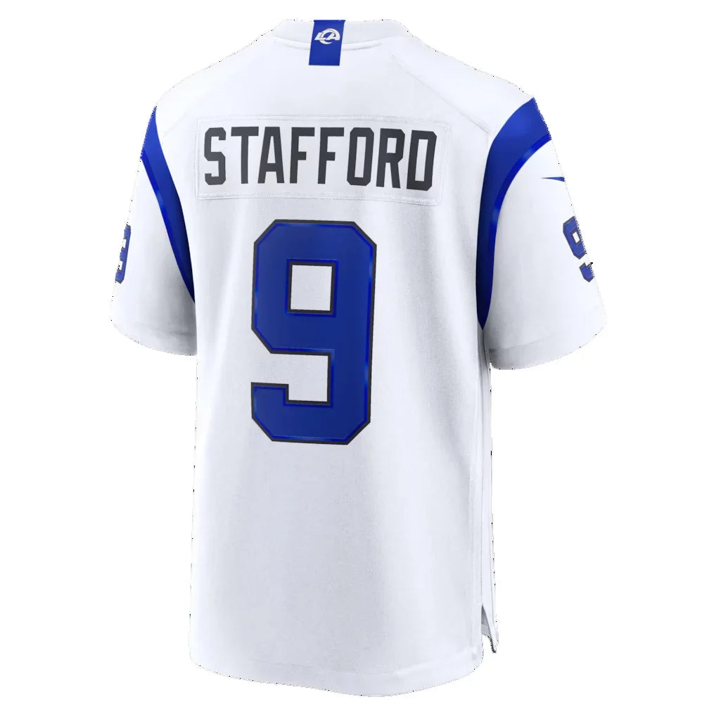 LA.Rams #9 Matthew Stafford Fearsome White Game Jersey