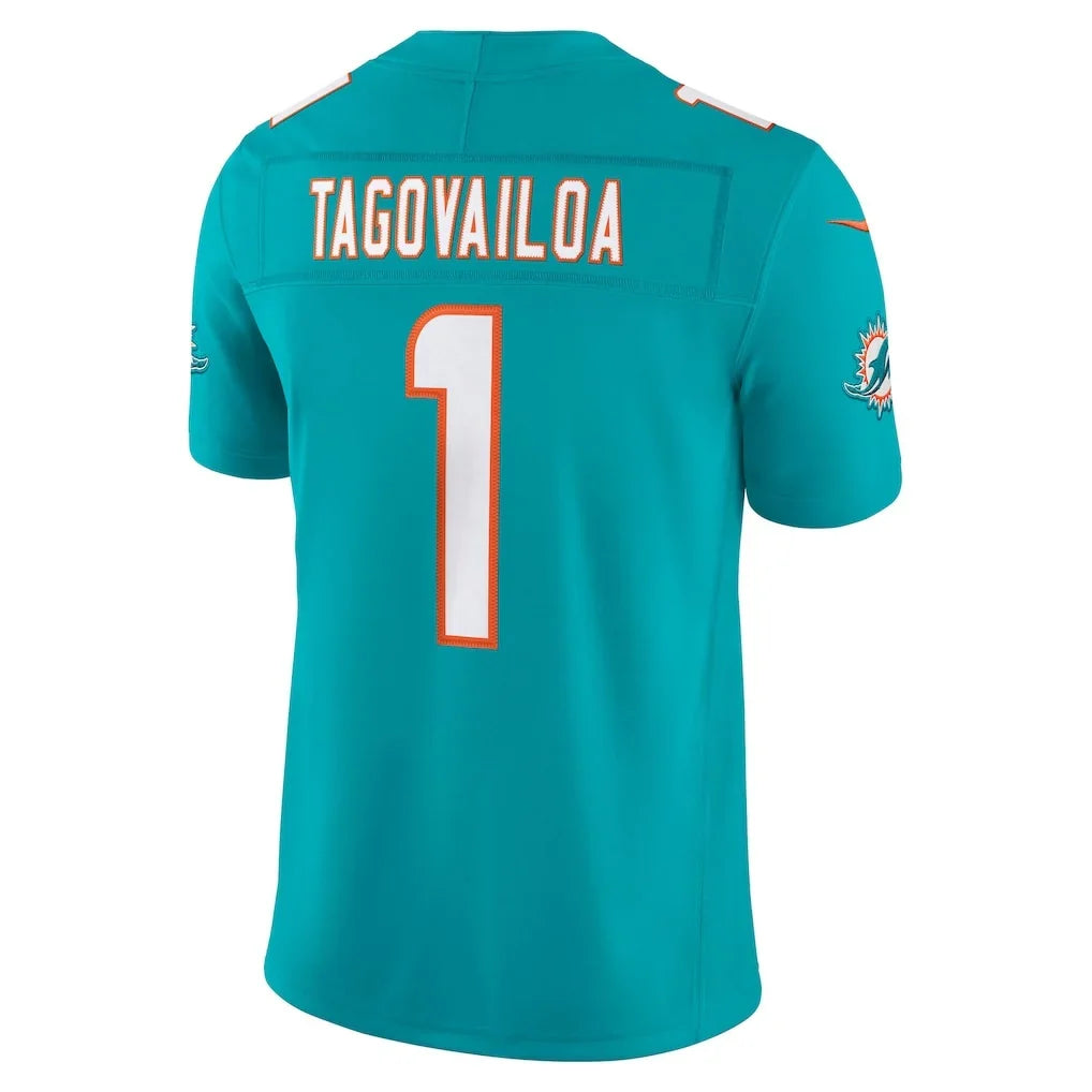 M.Dolphins #1 Tua Tagovailoa Aqua Team Vapor F.U.S.E. Stitched Limited Jersey