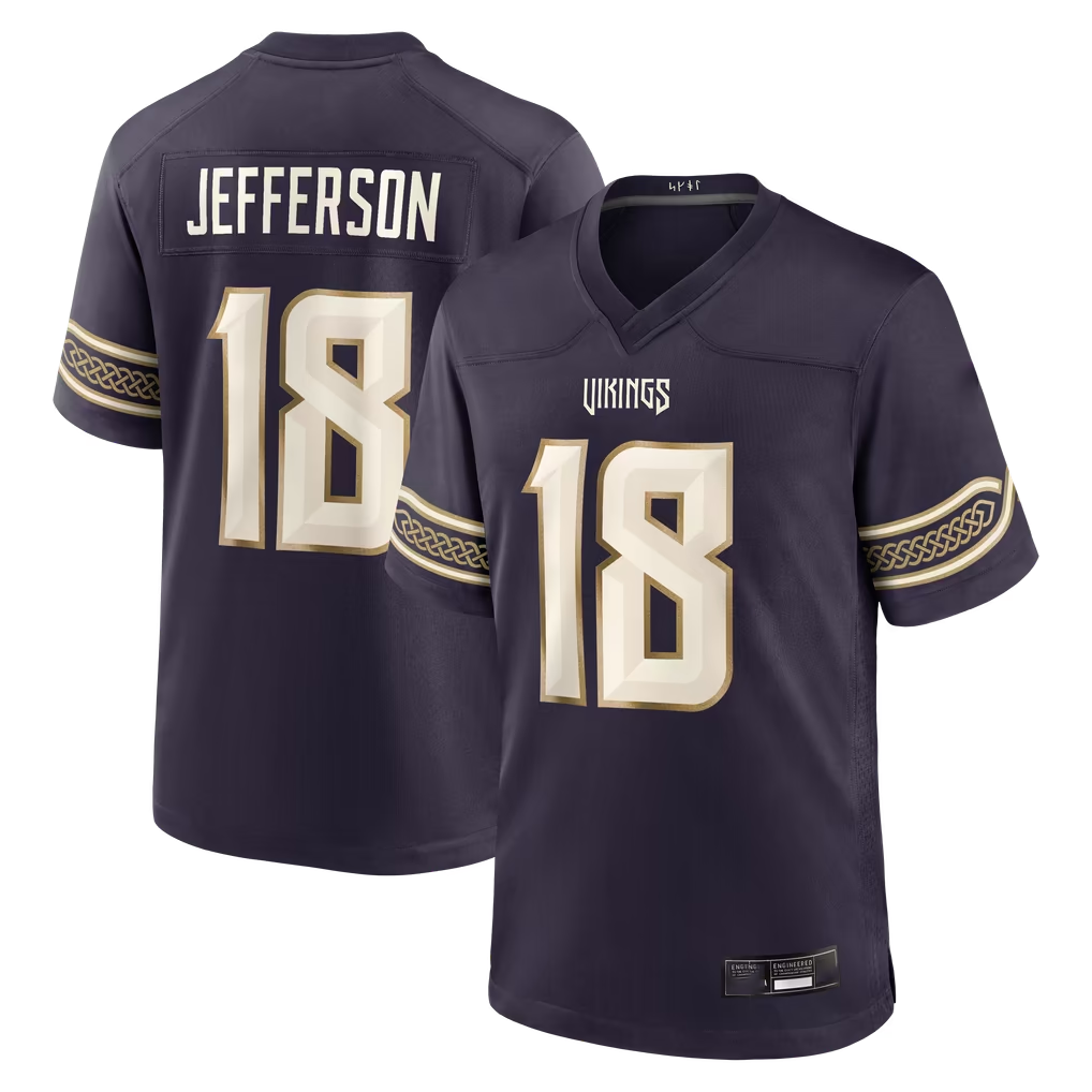 Reast MN.Vikings #18 Justin Jefferson Purple 2026 Rivalries Collection Game Stitched Jerseys
