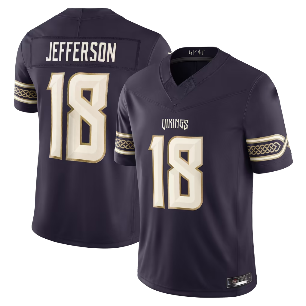 Reast MN.Vikings #18 Justin Jefferson Purple 2026 Rivalries Collection Limited Stitched Jerseys