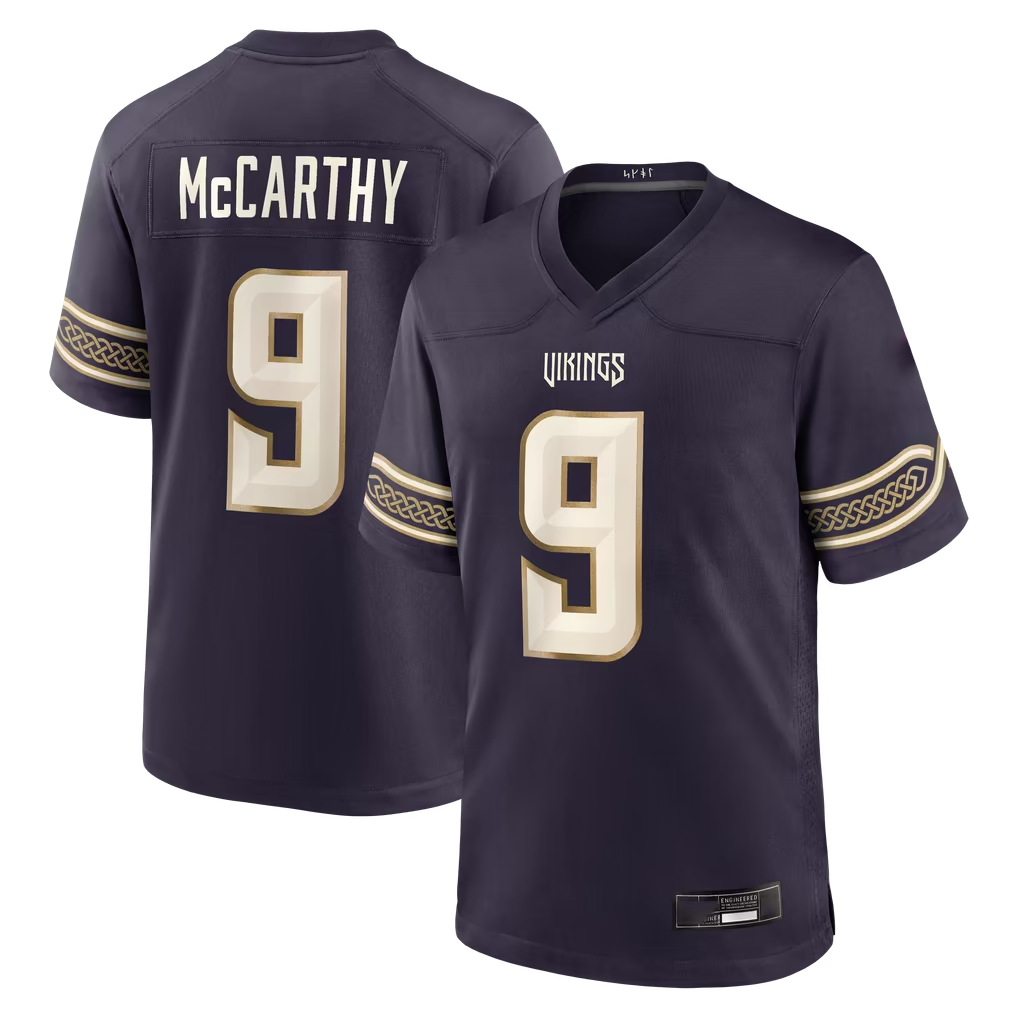 Reast MN.Vikings #9 J.J. McCarthy Purple 2026 Rivalries Collection Game Stitched Jerseys