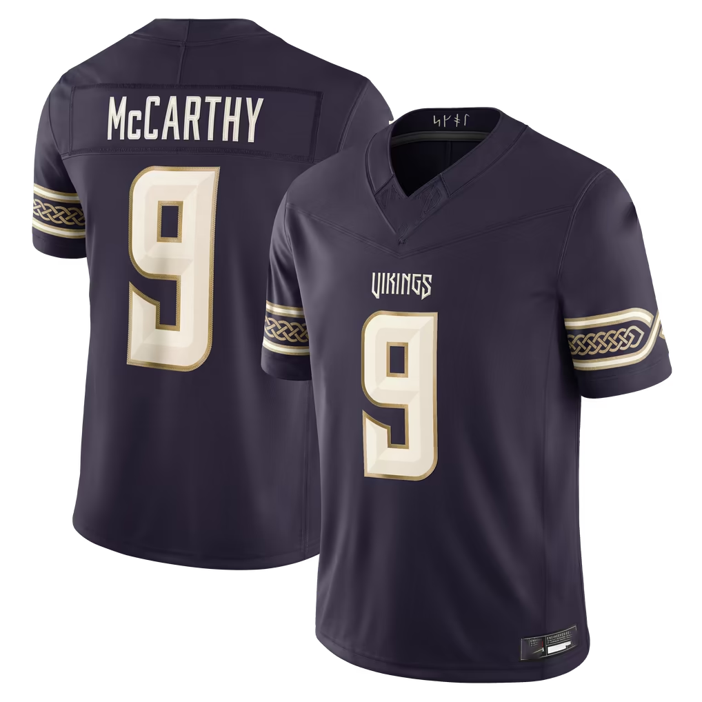 Reast MN.Vikings #9 J.J. McCarthy Purple 2026 Rivalries Collection Limited Stitched Jerseys