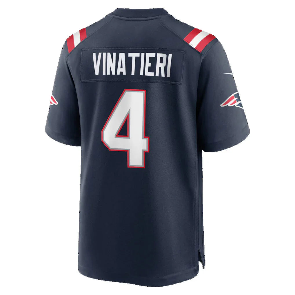 NE.Patriots #4 Adam Vinatieri Navy Team Retired Game Jersey