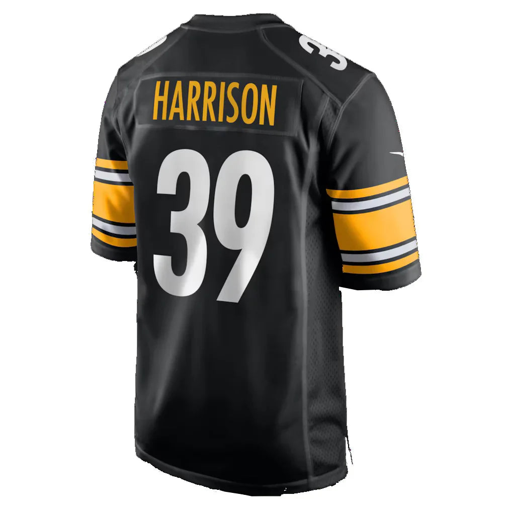 P.Steelers #39 Malik Harrison Black Team Game Jersey