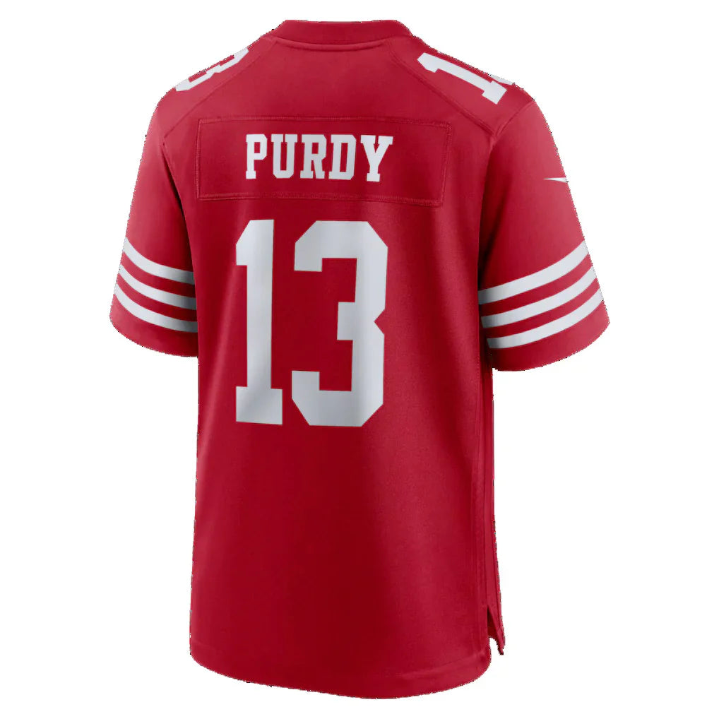 SF.49ers #13 Brock Purdy Scarlet 80th Anniversary Game Jersey