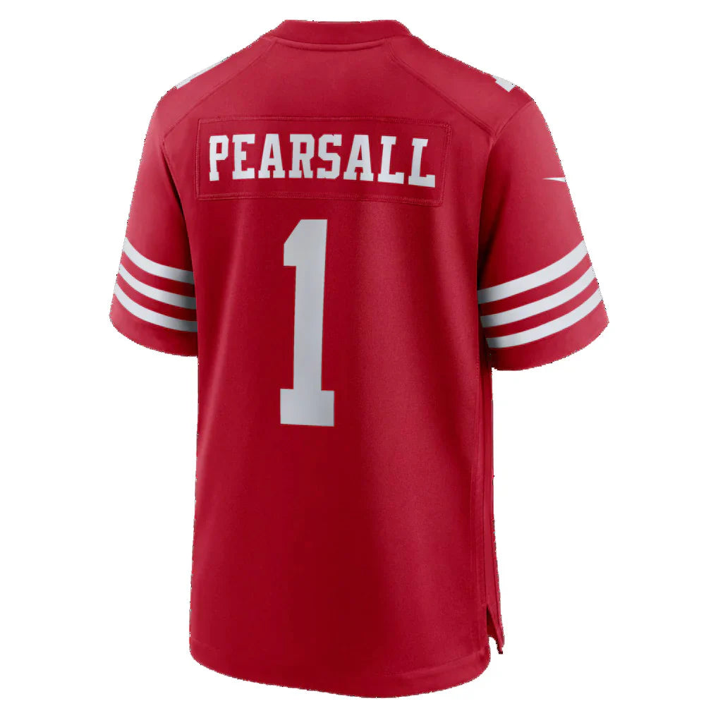 SF.49ers #1 Ricky Pearsall Scarlet 80th Anniversary Game Jersey