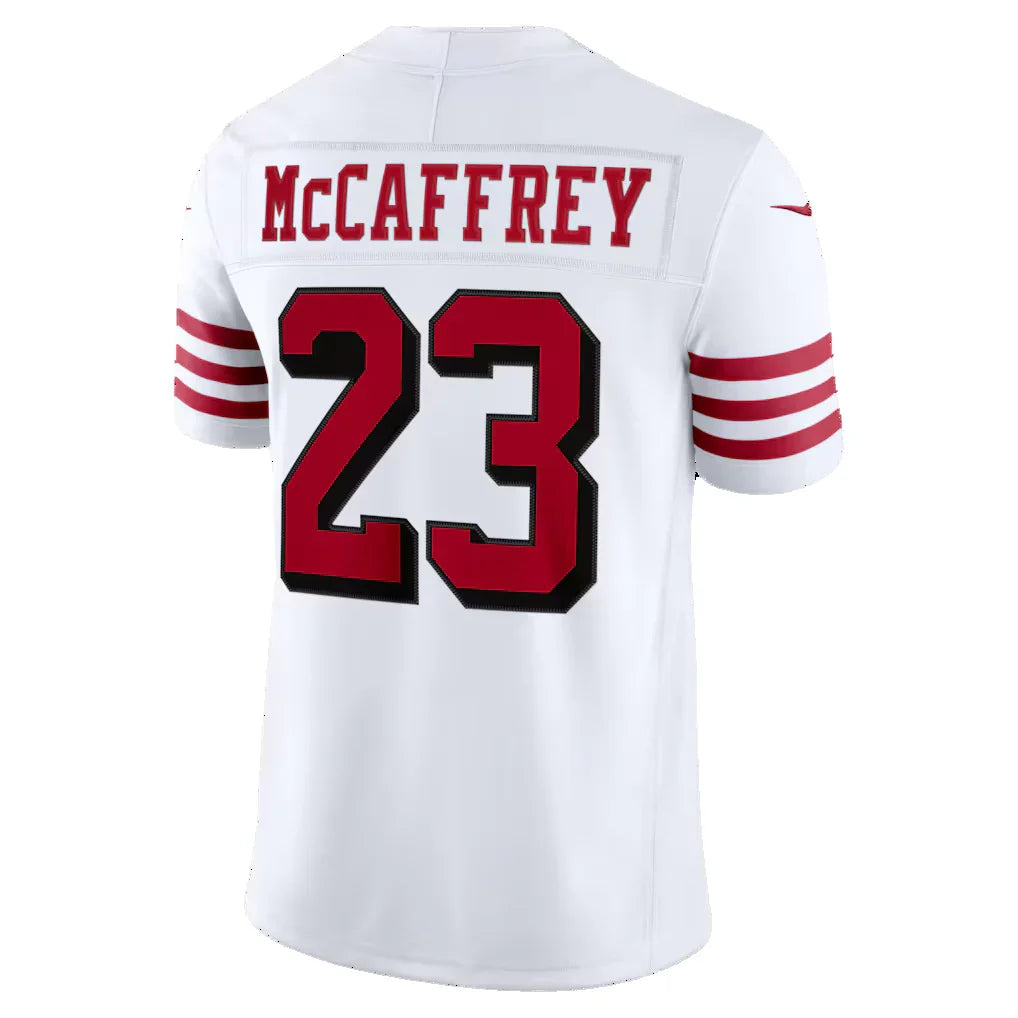 SF.49ers #23 Christian McCaffrey White Alternate Vapor F.U.S.E. Stitched Limited Jersey