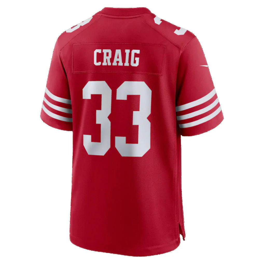 SF.49ers #33 Roger Craig Scarlet Team Retired Game Jersey