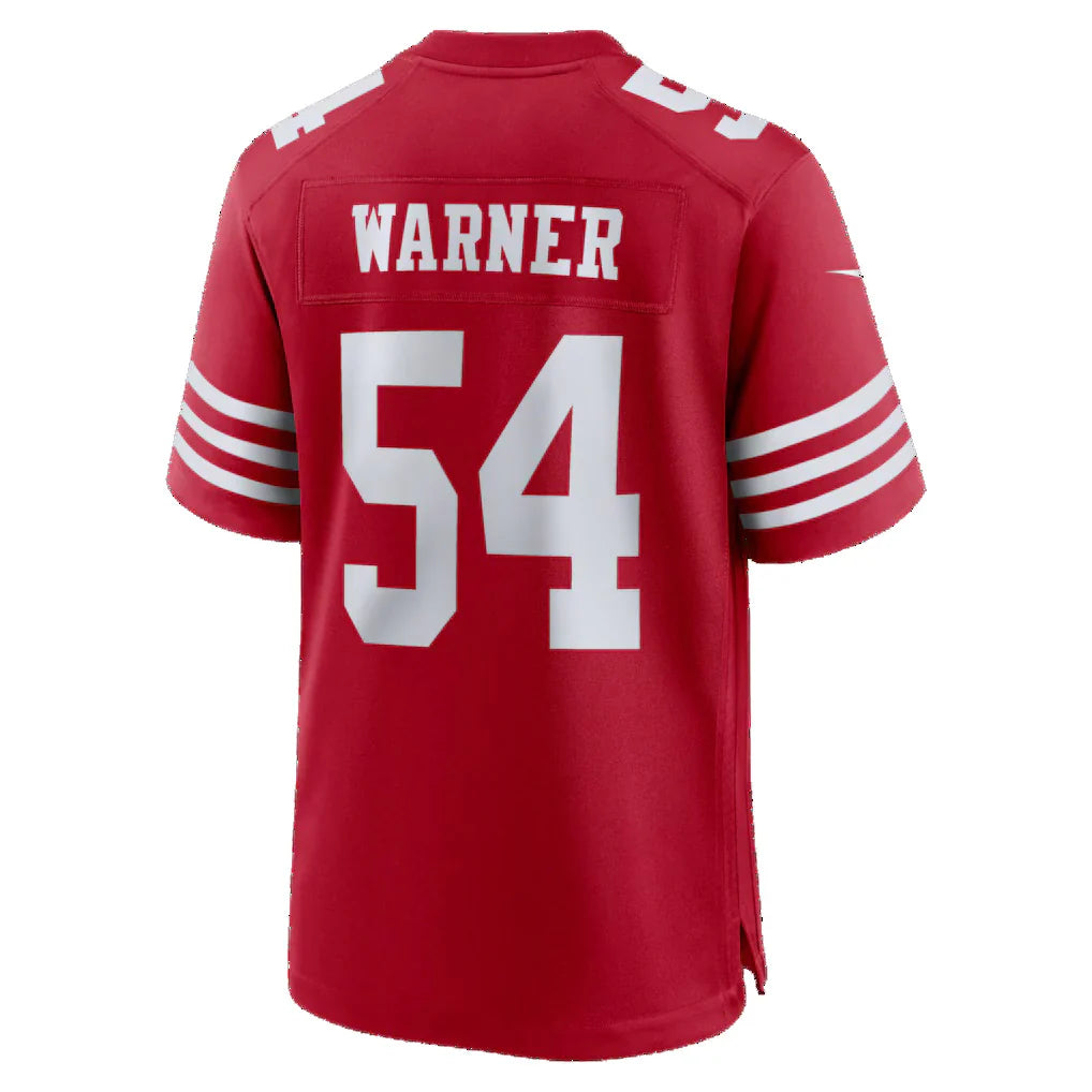 SF.49ers #54 Fred Warner Scarlet 80th Anniversary Game Jersey