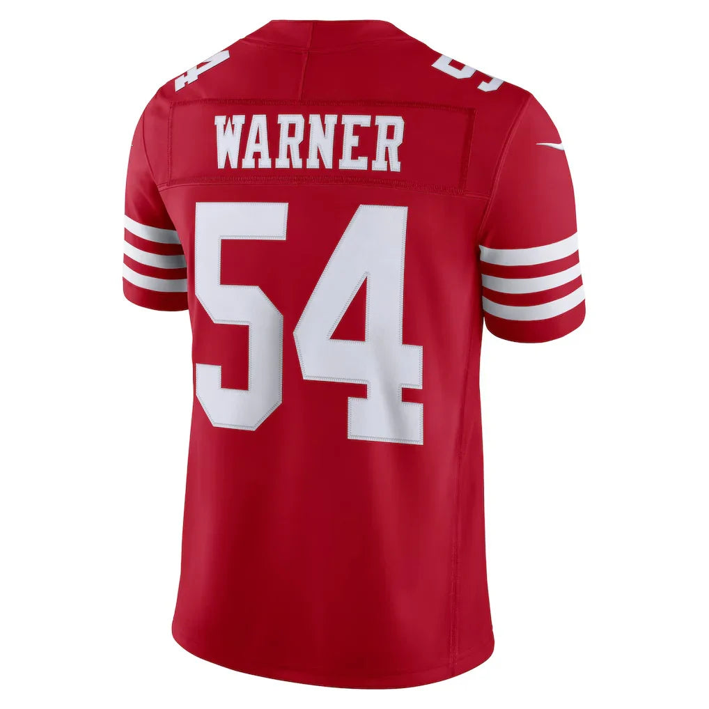 SF.49ers #54 Fred Warner Scarlet Team Vapor F.U.S.E. Stitched Limited Jersey