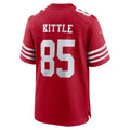 SF.49ers #85 George Kittle Warner Scarlet Team Vapor F.U.S.E. Stitched Limited Jersey