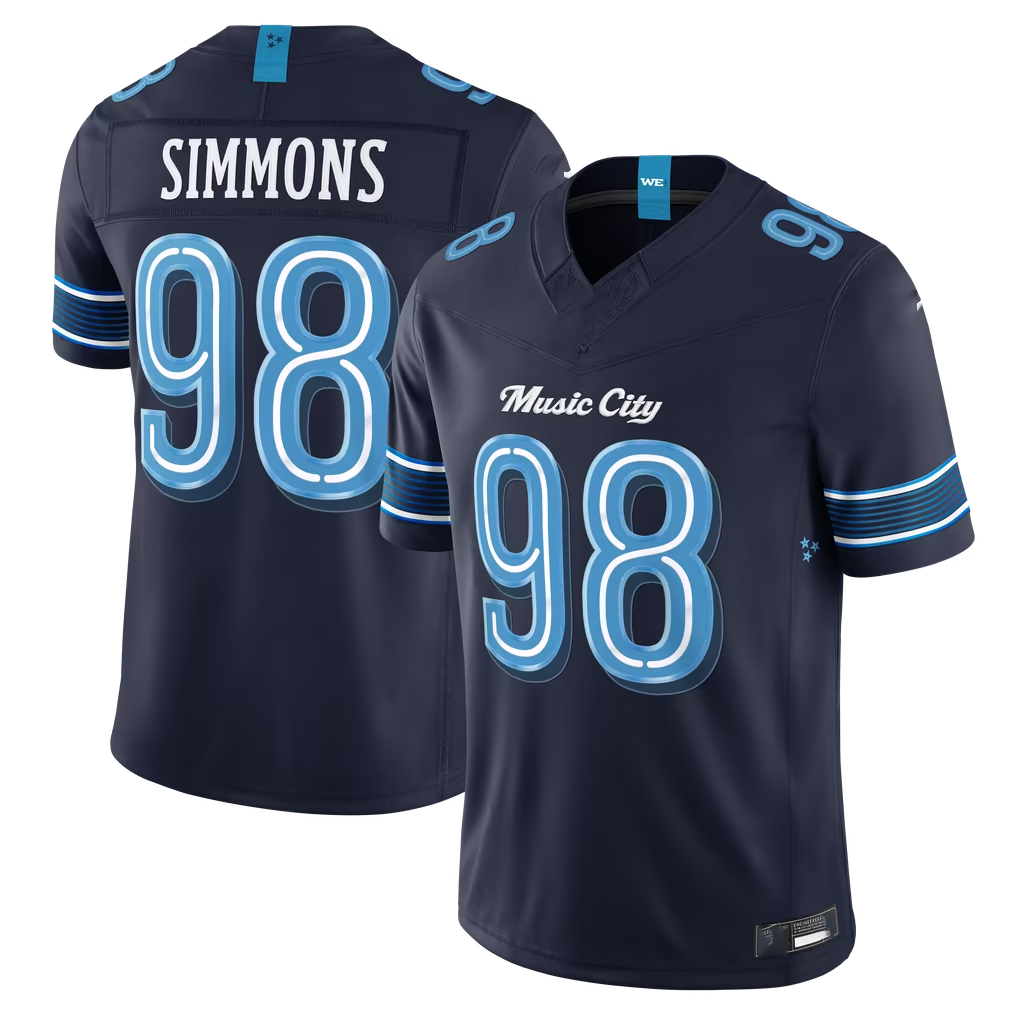 Reast T.Titans #98 Jeffery Simmons Navy 2026 Rivalries Collection Limited Stitched Jerseys