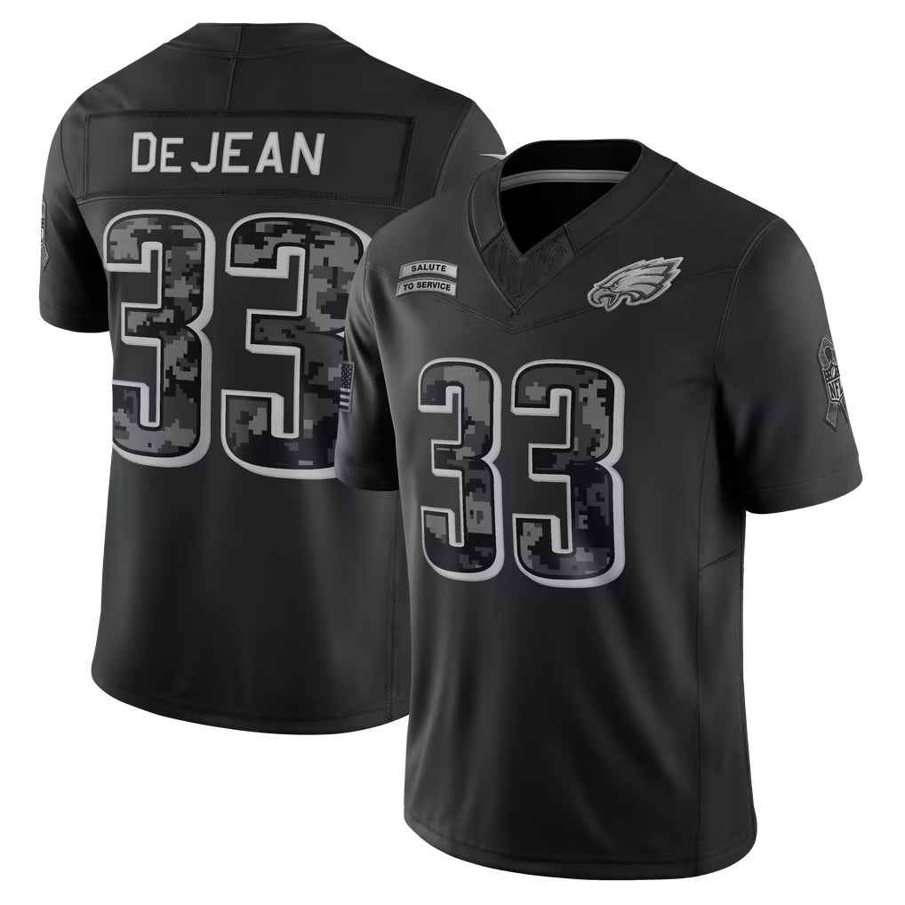 Reast P.Eagles #33 Cooper DeJean Player Black Limited 2026 Salute to Service Home Game Stitched Jerseys