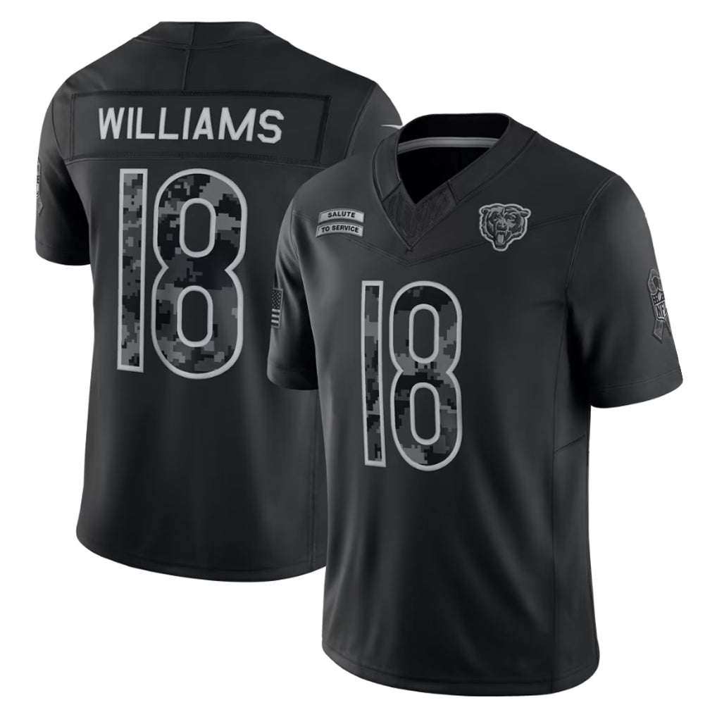 Reast C.Bears #18 Caleb Williams Player Black Limited 2026 Salute to Service Home Game Stitched Jerseys