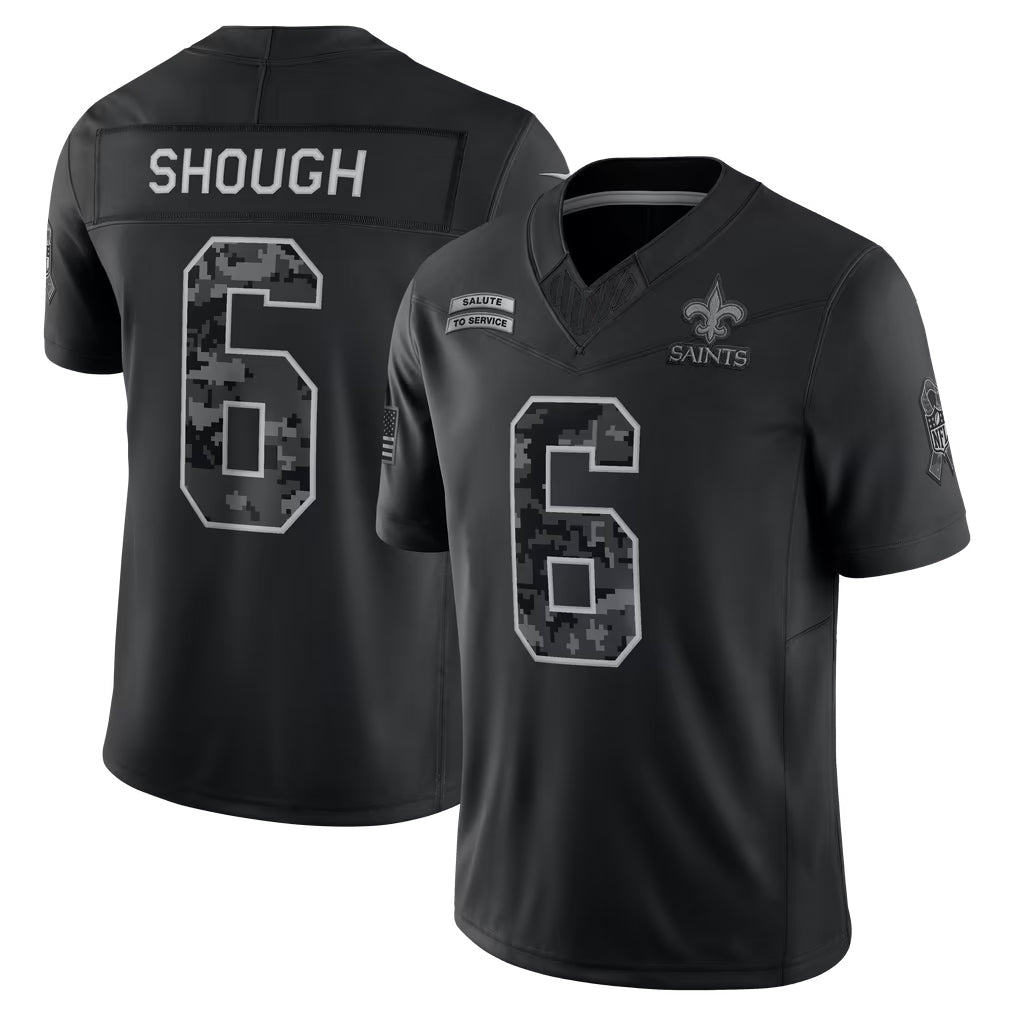 Reast NO.Saints #6 Tyler Shough Player Black Limited 2026 Salute to Service Home Game Stitched Jerseys