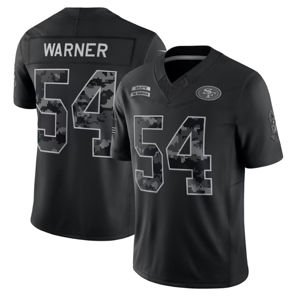 Reast SF.49ers #54 Fred Warner Player Black Limited 2026 Salute to Service Home Game Stitched Jerseys